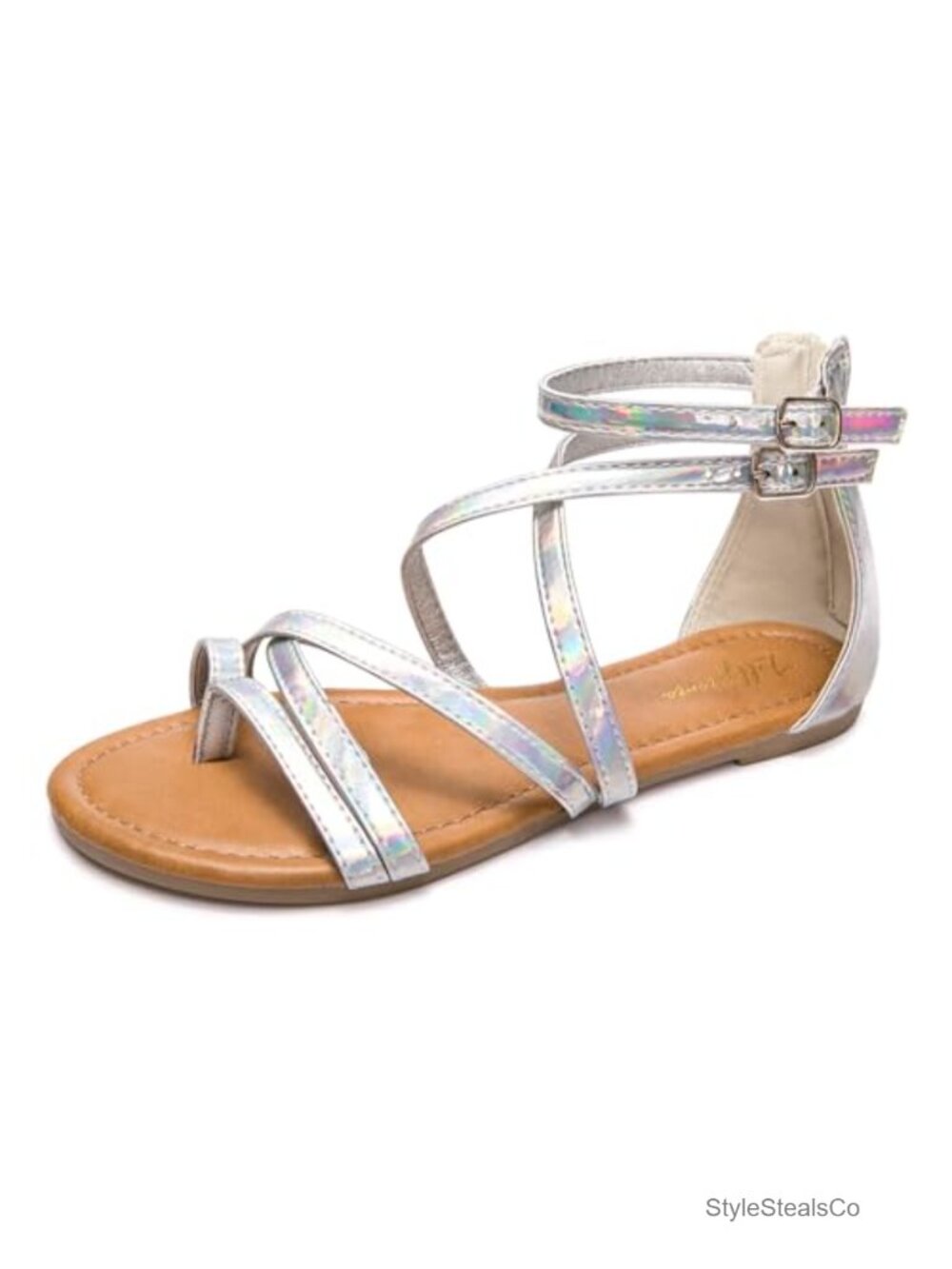 Gladiator Strap Flat Sandals Adjustable Buckle Ankle Strap Slip On